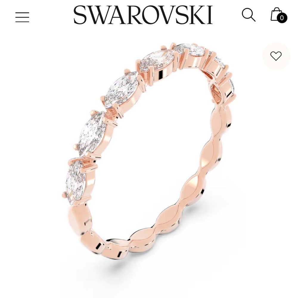 Swarovski Matrix Vittore ring. Marquise cut, White, Rose gold-tone plated